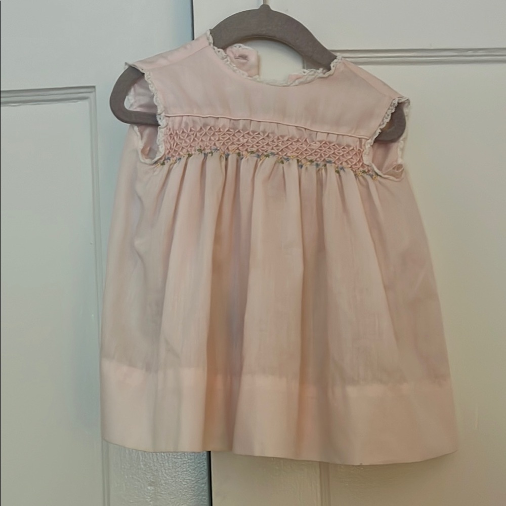 Vintage hand smocked pink dress